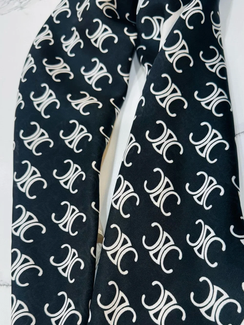 CELINE Patterned Logo Silk Scarf